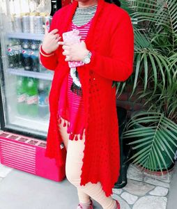 Red Knit Cardigan