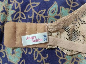 Beige Color Satin &amp; Lace Bra Panty Set(Brand New)