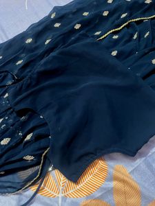Embellished Navy Blue Kurta Set with Jacket