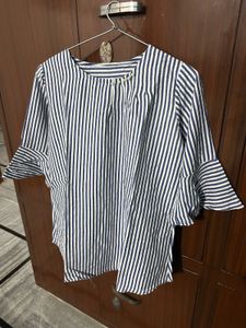 Chic Striped Bell Sleeve Top