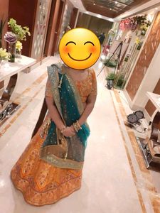 Brocade Silk Orange Embroidered Lehenga set
