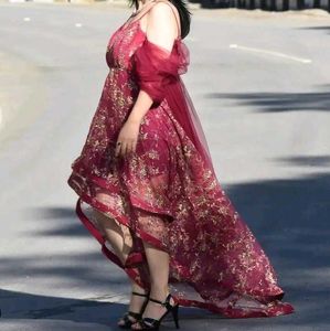 Stunning Maroon Embroidered Gown