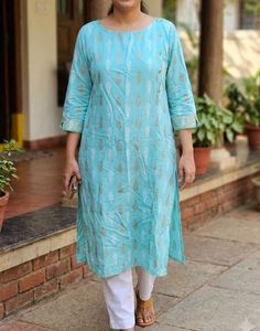 Sky Blue Printed Kurta