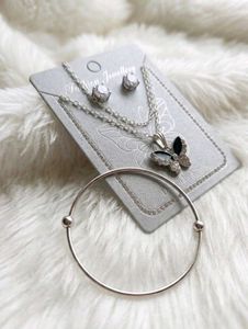 Butterfly Pendant Necklace &amp; Earring Set