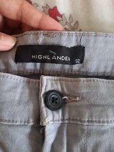 Highlander Men's Crop Fit Grey Trousers