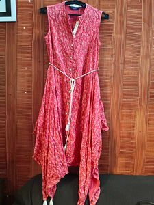 Pink Sleeveless Printed Dress