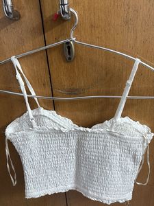 White Smocked Crop Top