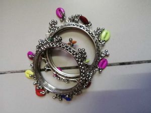 Multicolour Charm Bangles - Silver Tone