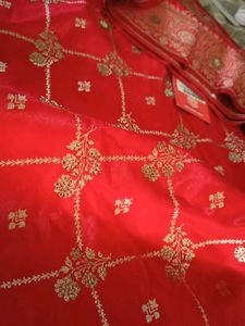 Red Embroidered banarasi jaal butti Saree