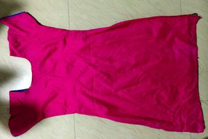 Pink Embroidered Kurta/ Churidar Top + shawl