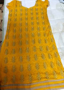 Embroidered Yellow Kurta Set