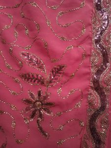 Vibrant Pink Sequined Saree