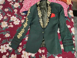 Embroidered Green Sherwani Suit