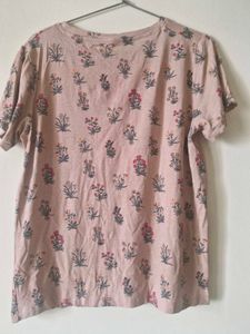 Floral Print T-Shirt and Black tshirt