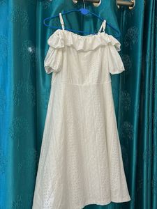Chic White Off-Shoulder Ruffled Dress