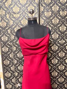 Elegant Red Spaghetti Strap Maxi Dress