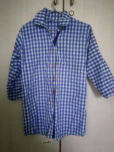 Blue & Light Green Gingham Checkered Shirt