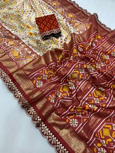 Dola Silk Saree Kalamkari Print