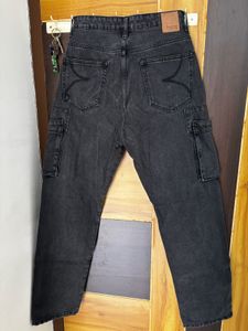 Black Denim Cargo Jeans