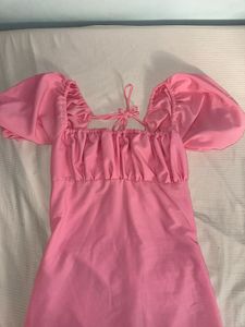 Custom made Pink Puff Sleeve Mini Dress