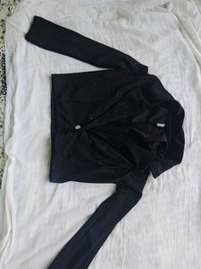 Sparkling Black Cropped Shrug Jacket
