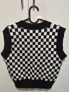Checkerboard Knit Vest