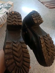 Black Lace-Up Platform Ankle Boots