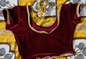 Maroon Velvet Embellished Blouse