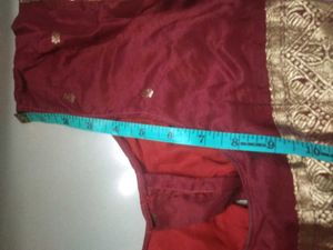 Maroon Silk Thick Heavy Border Blouse