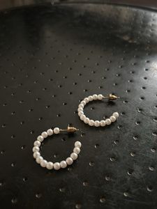 H&amp;M Trending Pearl Round Small Hoop Earrings