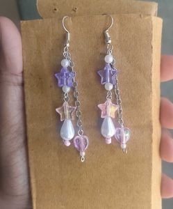 Sparkling Star &amp; Pearl Dangle Earrings