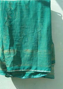 Green Paisley Print Saree