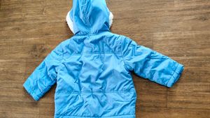 Baby Blue Puffer Jacket with Cute Dino