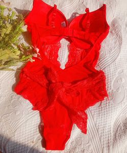 Red Lace Bodysuit Lingerie