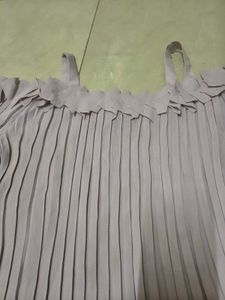 Pleated Cold Shoulder Top