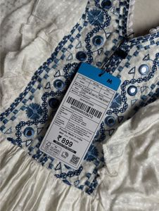 White Embroidered Flared Dress