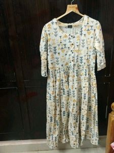 White Printed Kurti Dress