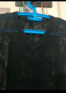 Black Net Sheer Vest Free Size
