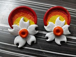 HANDMADE Clay Flower Necklace Earrings Set