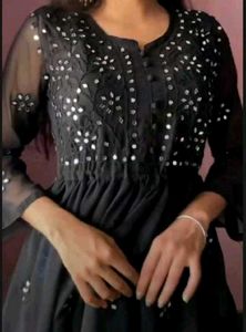 Black Kurta with Mirror Work