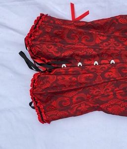 Red Brocade Corset Top