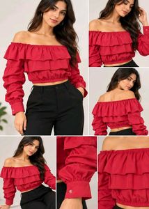 Ruffled Off-Shoulder Crop Top