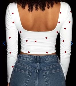 Cute Heart Print Long Sleeve Top