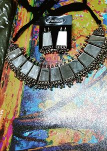Mirror Necklace &amp; Earring Set