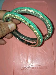 new Green Beaded Bangles Set pick up 2