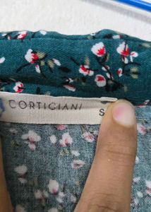 Green Floral Print Shirt Dress