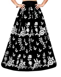 Elegant Black Floral Lehenga Skirt