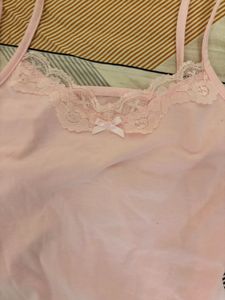 Pink Lace Trim Cami Top