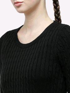 Sonoma Womens Black V neck Cable Knit Sweater