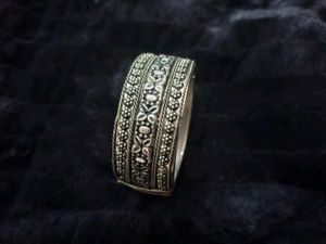Silver Tone Floral Cuff Bracelet